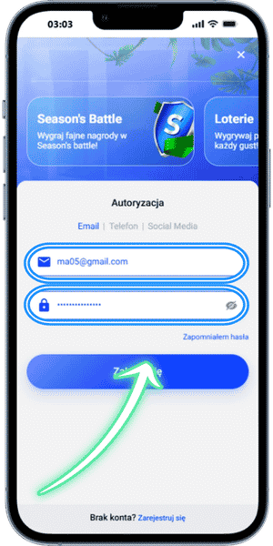 Slottica Podanie danych logowania